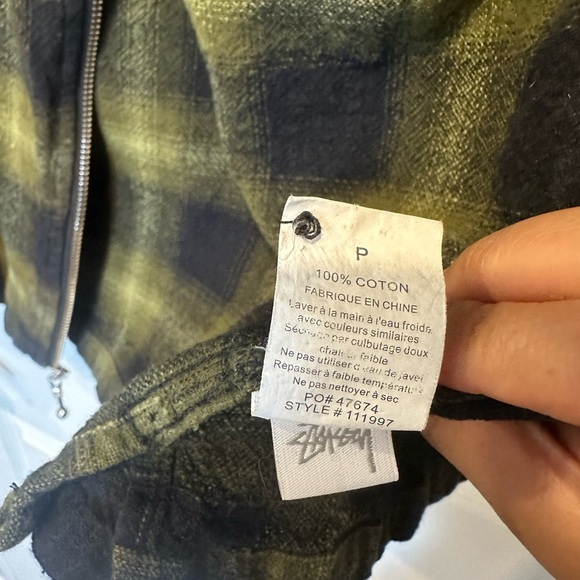 STUSSY SOLD OUT Black and Olive Green Plaid Shirt Jacket | Size S | Cotton | - Picture 15 of 17